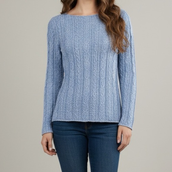 Ralph Lauren Sweaters - Lauren Ralph Lauren Blue Cable Knit Boatneck Long Sleeve  Sweater Medium